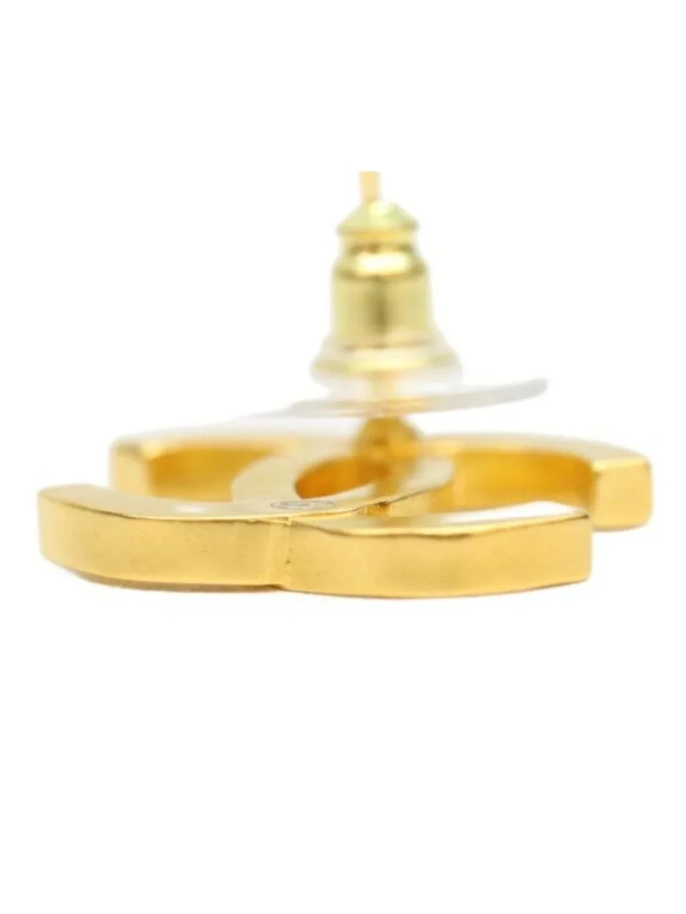 Chanel 24k Gold Rhinestone CC Logo Earrings